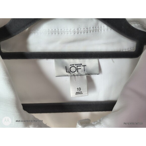 Ann Taylor Loft White Corduroy Big Button Cap Sleeve Top Jacket Womens Size 10 - Picture 5 of 8